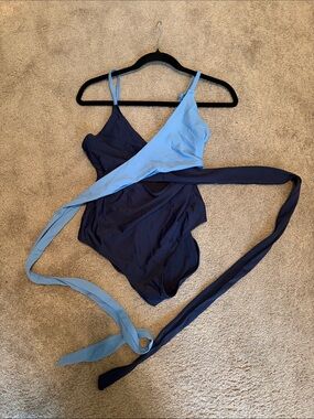 aerie Two-Tone Light Blue and Navy One-Piece Bodysuit